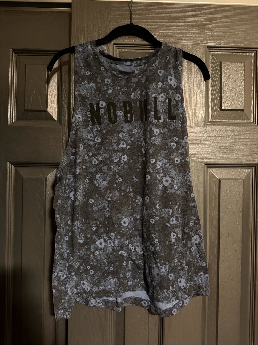 NOBULL Women's Gray Floral Muscle Tank - Black Logo